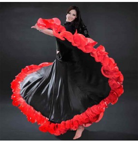 Red Black flamenco dance skirts for women girls paso double spanish bull dance swing skirts for female